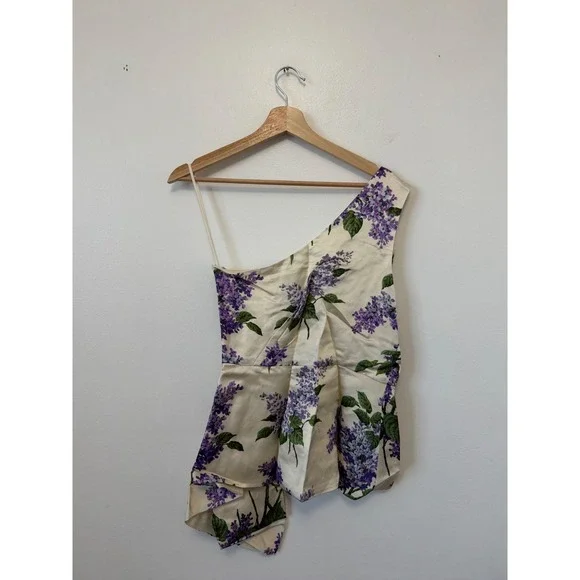 Libertine Women's White Lilac Garden Linen One-Shoulder Blouse Size Small – NWT - Picture 7 of 9